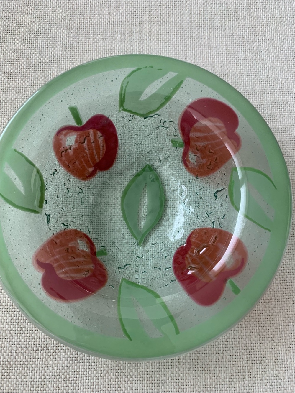 Villeroy & Boch handpainted green fused art glass round bowl set of 8